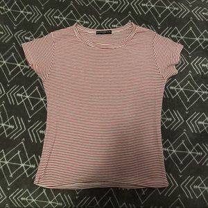 red and white striped tee